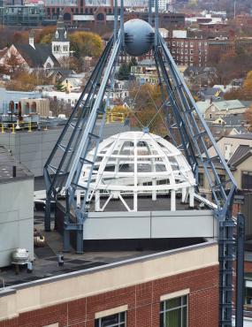 Rooftop adornments at the top of a structure can be used for strike termination is adequately sized.