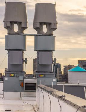 Air terminals are required on top of rooftop equipment unless it is in the zone of protection created by air terminals higher on the structure.